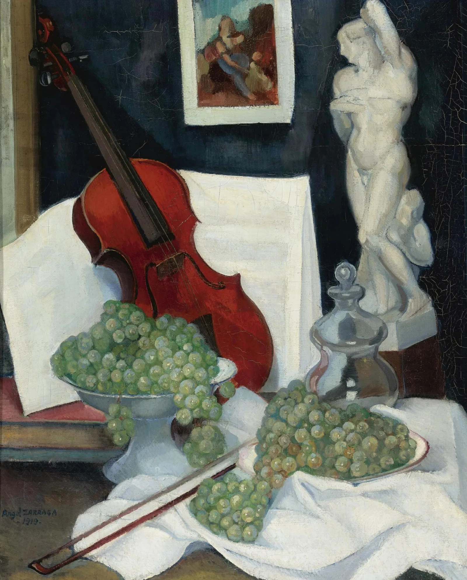 Still Life With A Violin Wall Art by Ángel Zárraga - Canvas Print