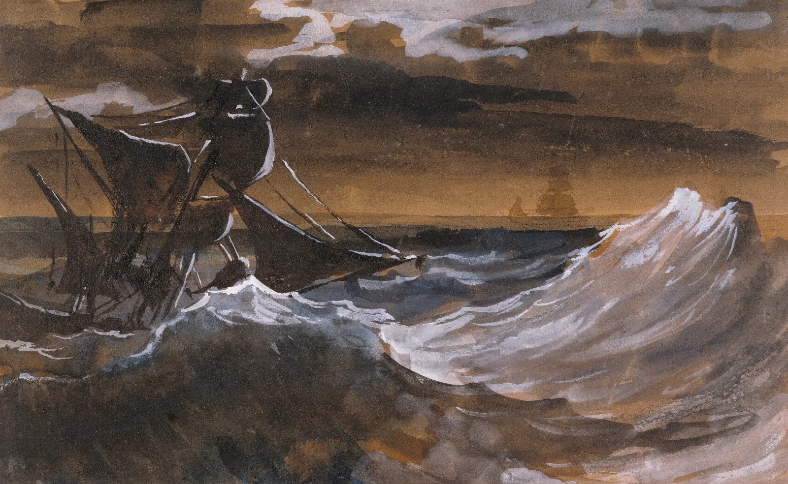 Sailboat On A Raging Sea Wall Art by Théodore Géricault - Canvas Print