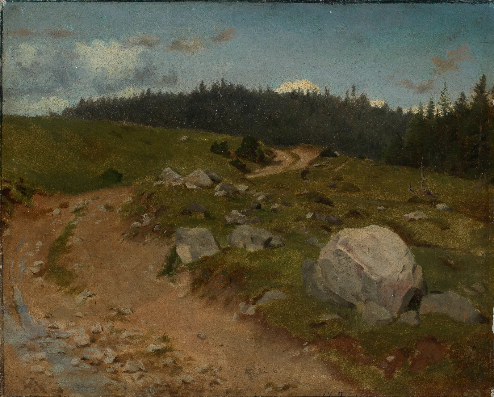 Steiniger Weg Am Waldrand Wall Art by Hans Thoma - Canvas Print