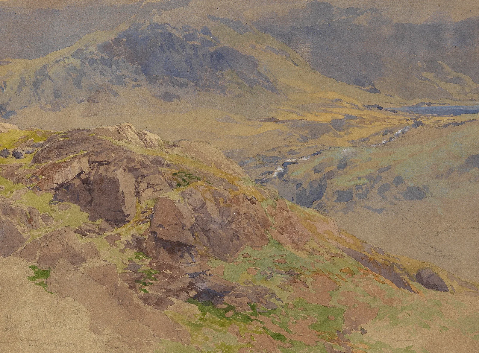 Llyn Idwal Nordwales Wall Art by Edward Theodore Compton - Canvas Print