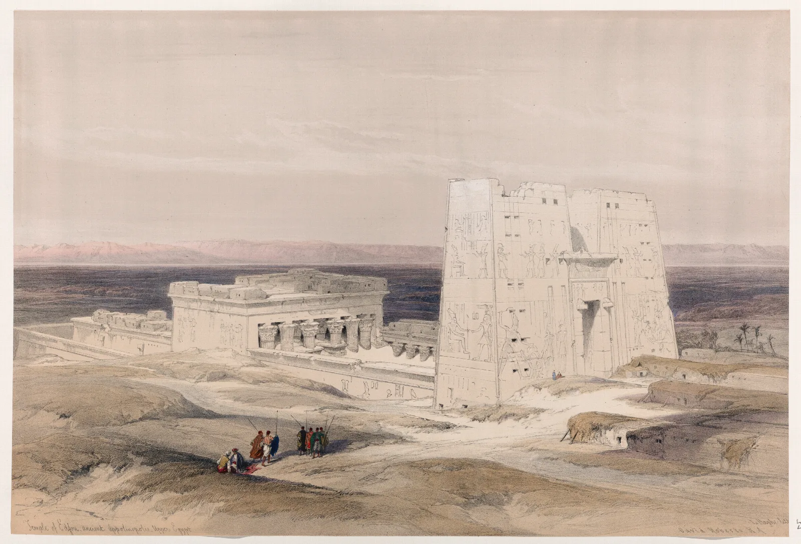 Temple Of Edfou Idfu Ancient Appolinopolis Upper Egypt Wall Art by David Roberts - Canvas Print