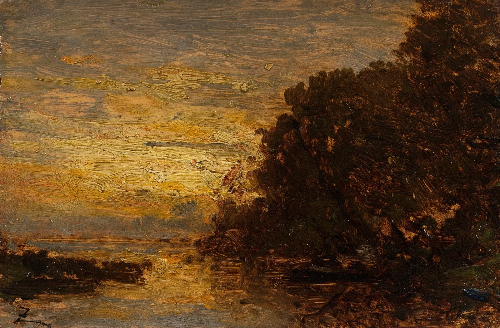 La Seine A Billancourt Coucher De Soleil Wall Art by Félix Ziem - Canvas Print