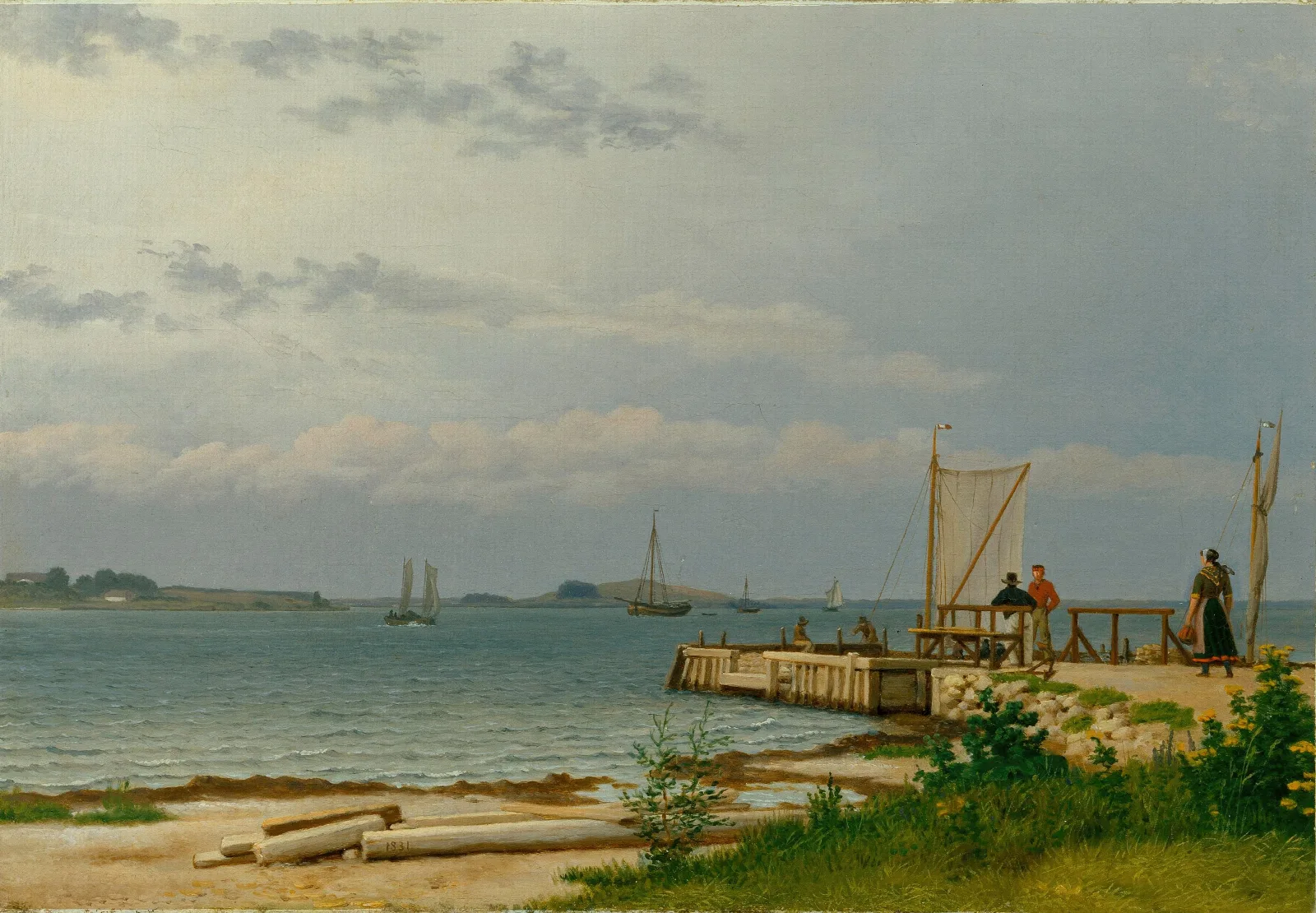 View Towards Koster From The Jetty At Kallehave Wall Art by Christoffer Wilhelm Eckersberg - Canvas Print