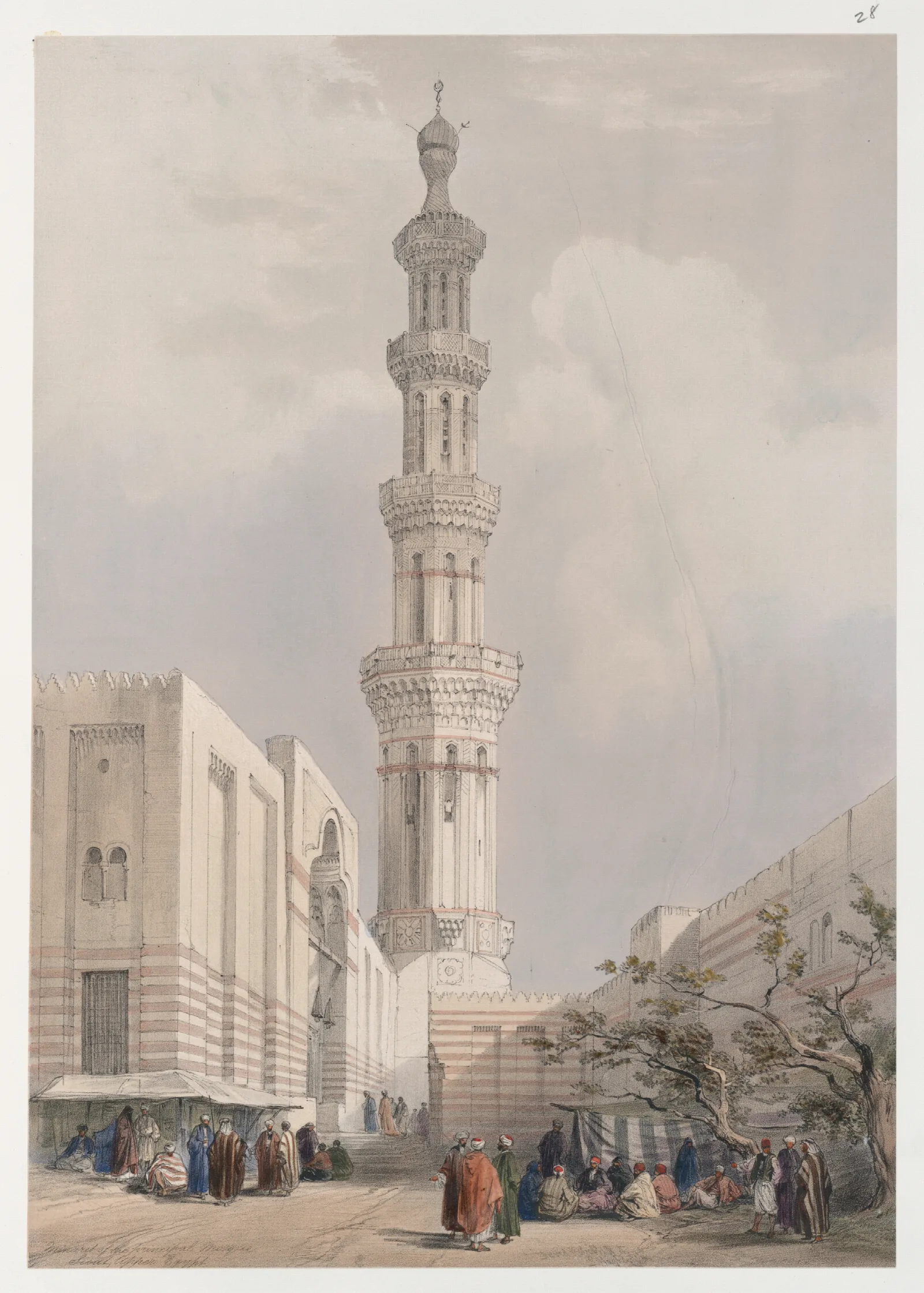 Minaret Of The Principal Mosque Siout Upper Egypt Wall Art by David Roberts - Canvas Print