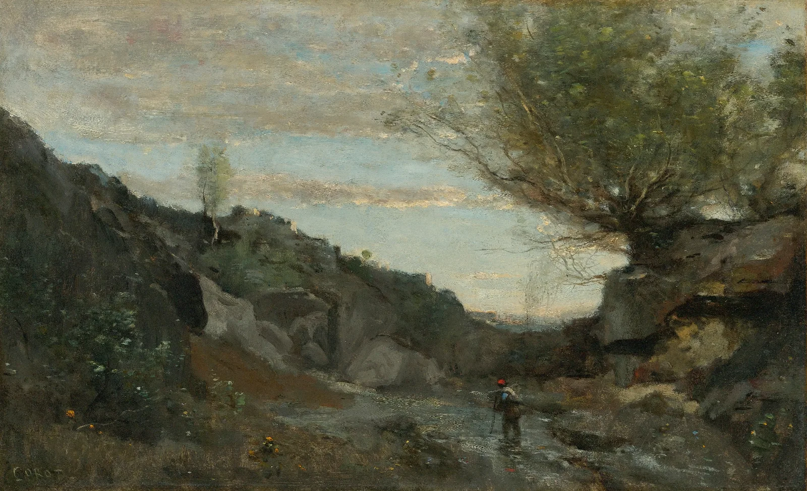 Un Torrent Des Abruzzes Wall Art by Jean-Baptiste-Camille Corot - Canvas Print