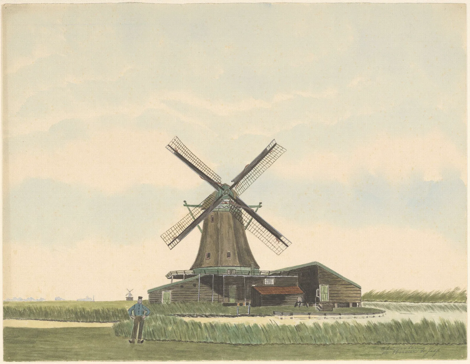 Oliemolen De Herder Te Jisp Wall Art by Johannes Nicolaas Eijman - Canvas Print
