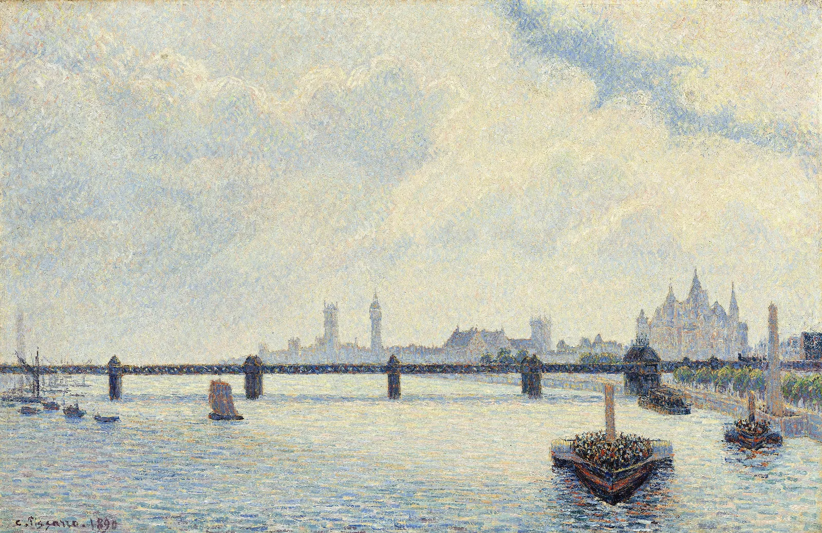 Charing Cross Bridgelondon Wall Art by Camille Pissarro - Canvas Print