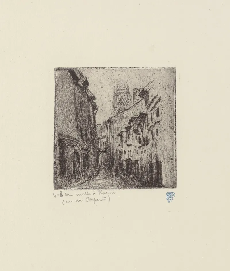 Une Ruelle A Rouen Rue Des Arpents Wall Art by Camille Pissarro - Canvas Print