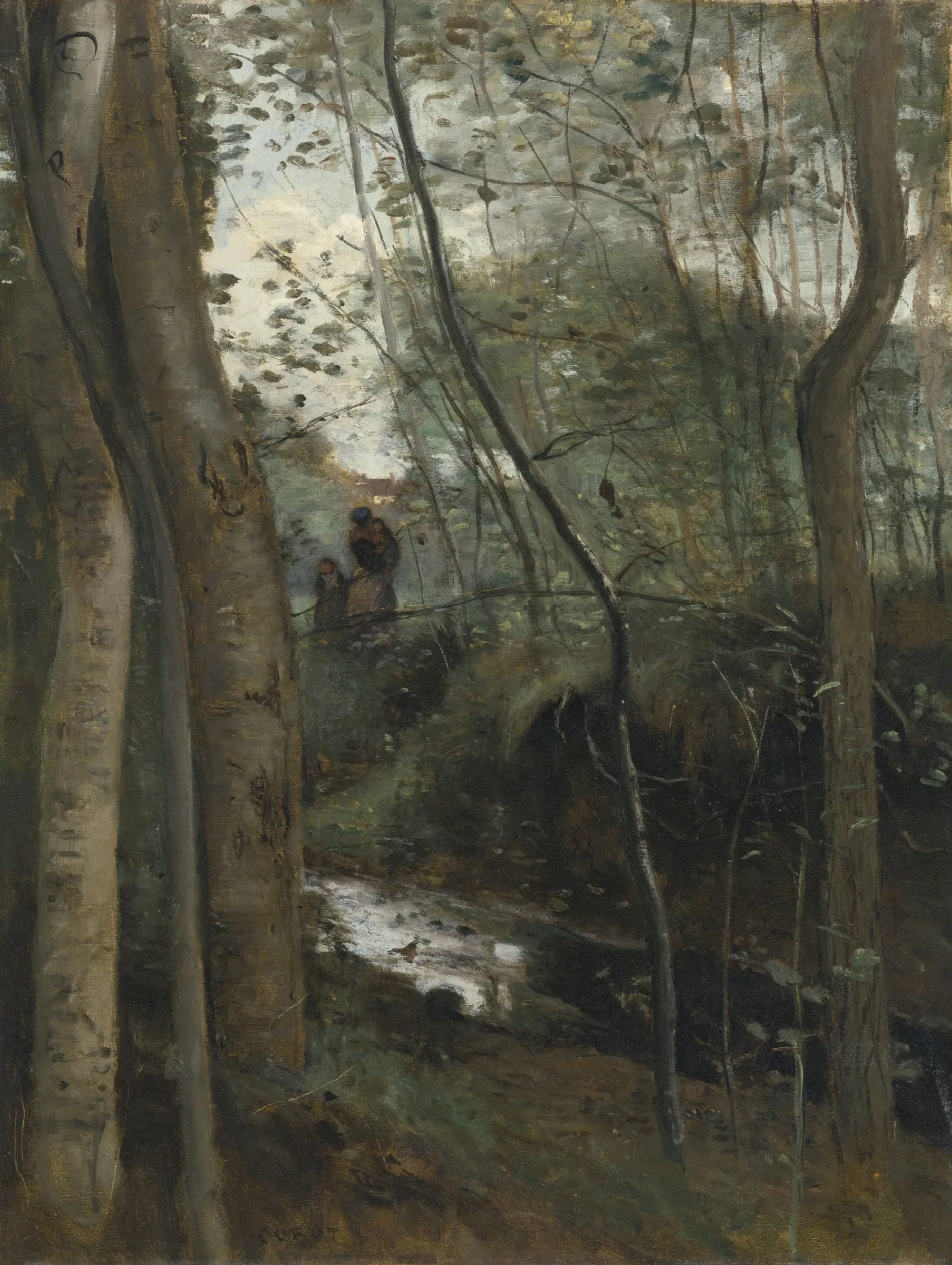 Un Ruisseau Sous Bois Wall Art by Jean-Baptiste-Camille Corot - Canvas Print