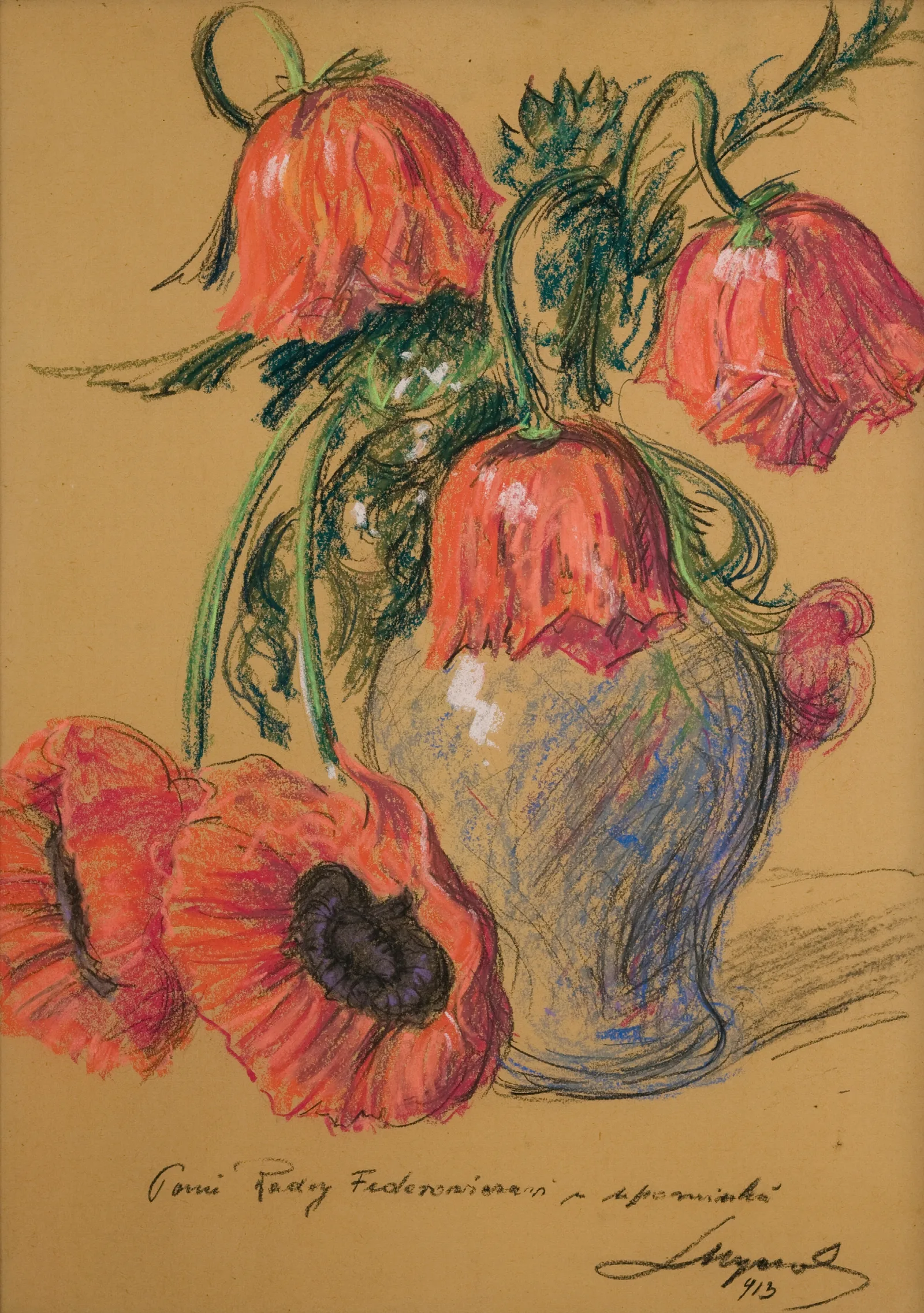 Poppies In A Vase Wall Art by Leon Wyczółkowski - Canvas Print