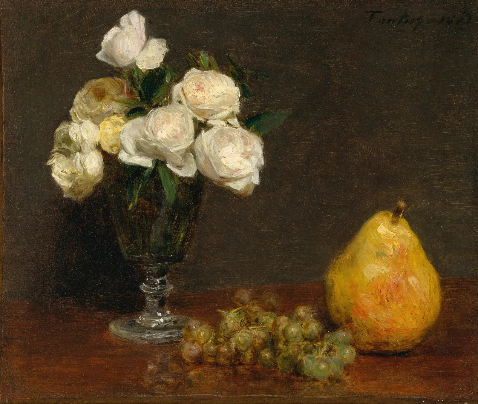 Still Life With Roses And Fruit Wall Art by Henri Fantin-Latour - Canvas Print