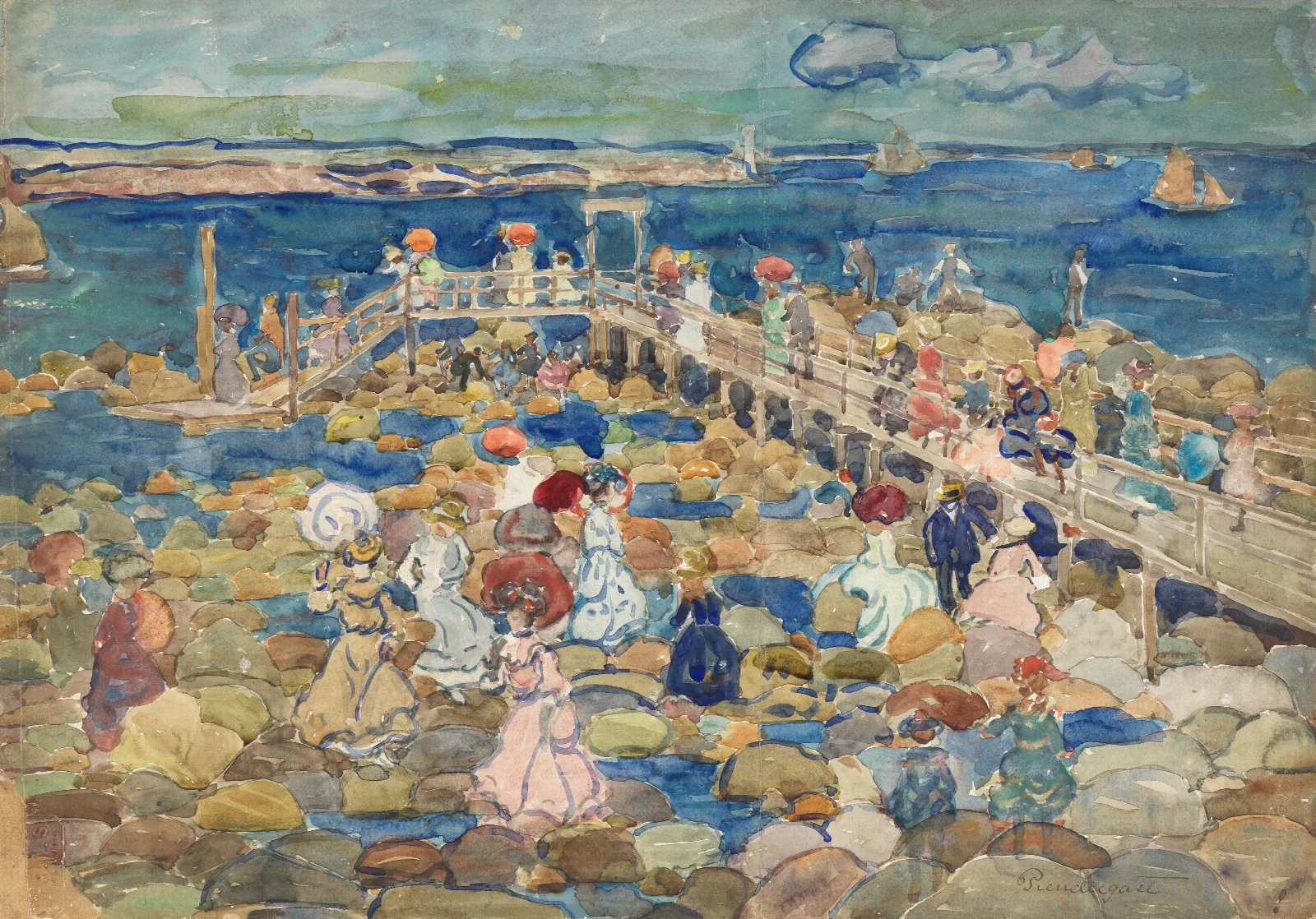 Low Tide Beachmont Wall Art by Maurice Prendergast - Canvas Print