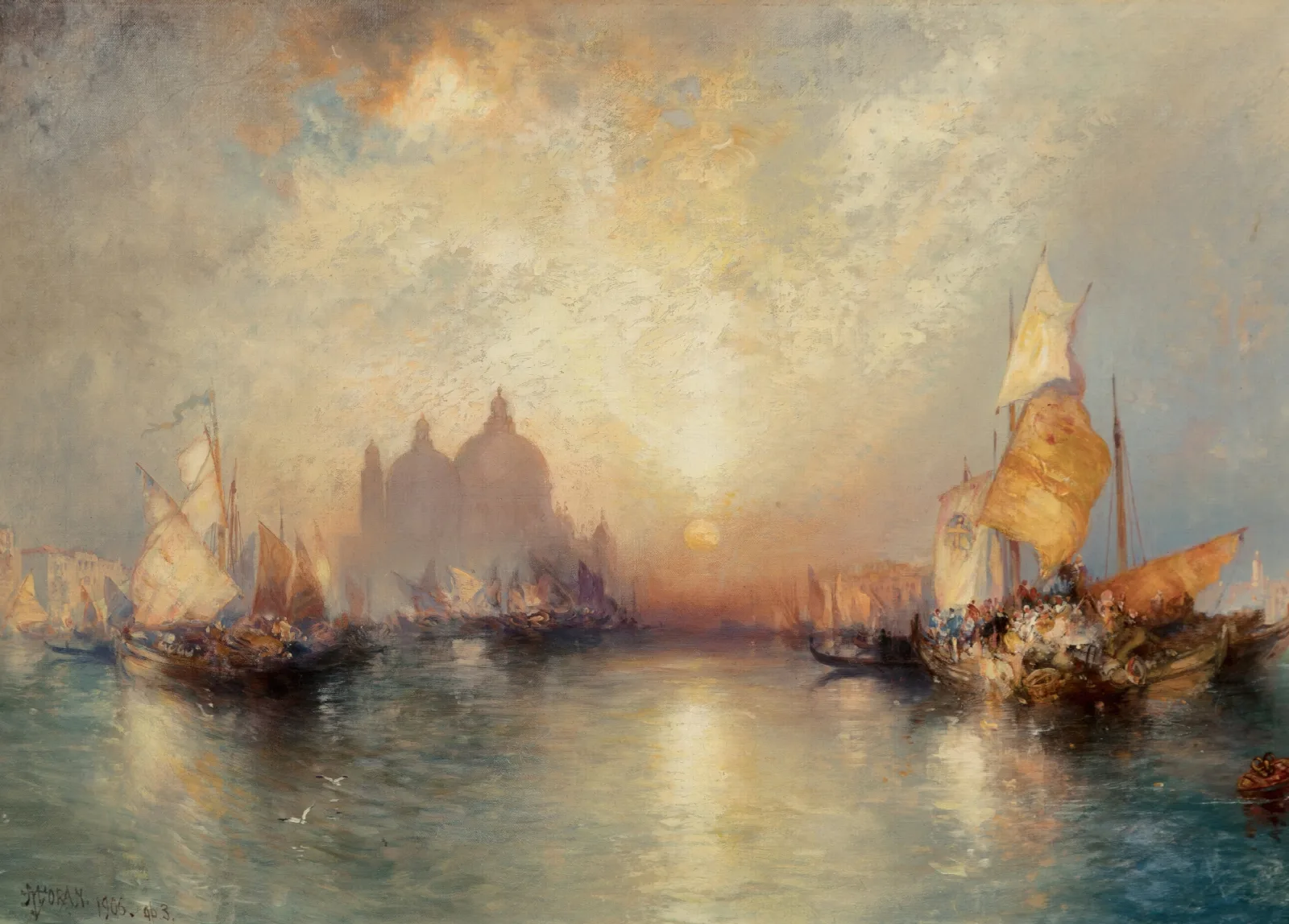 Entrance To The Grand Canal Venice 2 Wall Art by Thomas Moran - Canvas Print