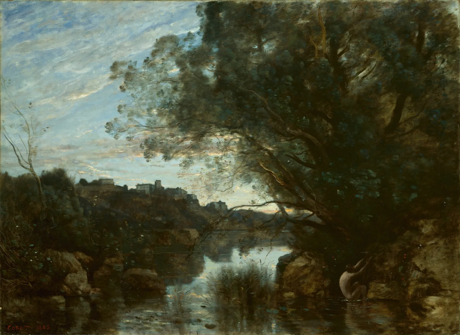 Souvenir Of The Environs Of Lake Nemi Wall Art by Jean-Baptiste-Camille Corot - Canvas Print
