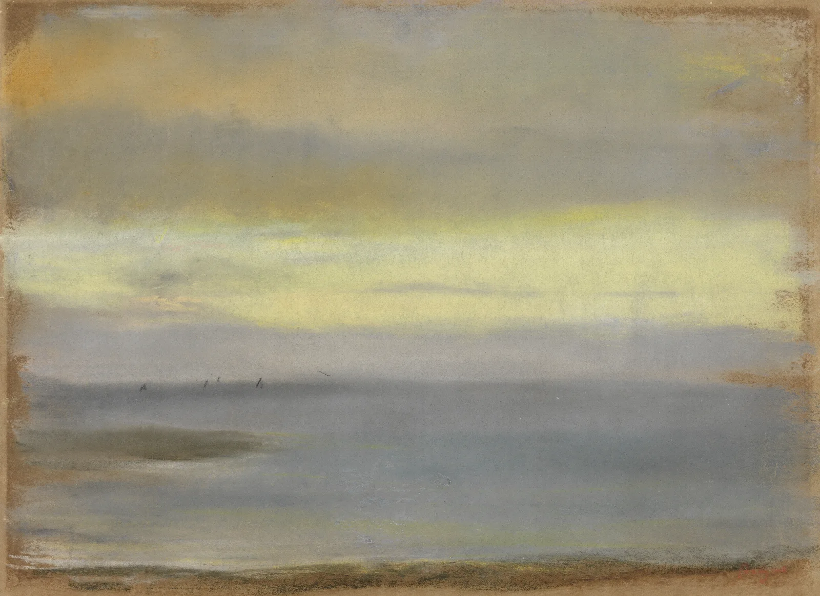 Marine Soleil Couchant Wall Art by Edgar Degas - Canvas Print