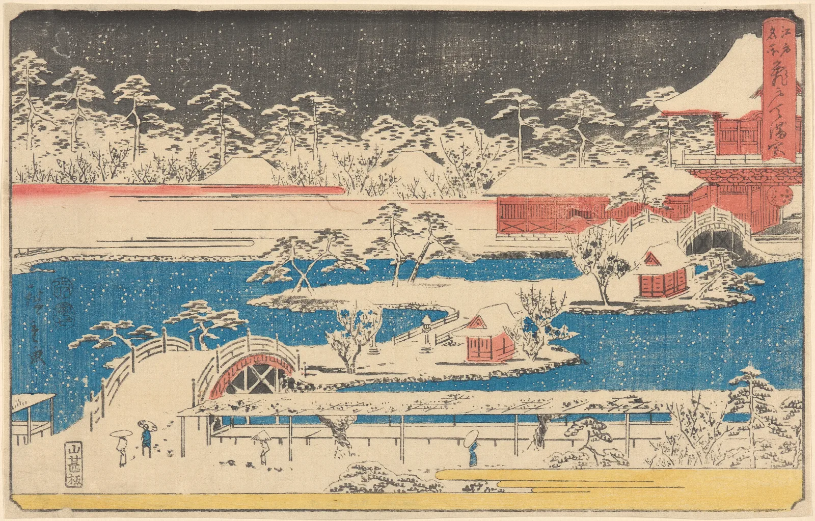 Kameido Temmaugu In Snow Wall Art by Utagawa Hiroshige - Canvas Print