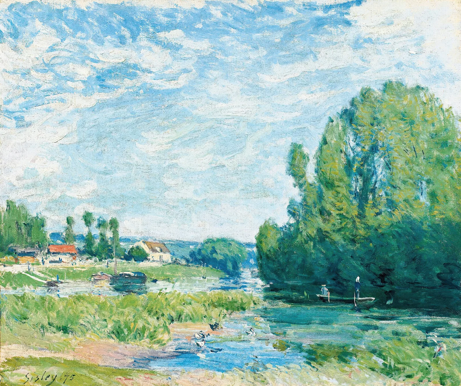 La Mare Aux Canards Wall Art by Alfred Sisley - Canvas Print
