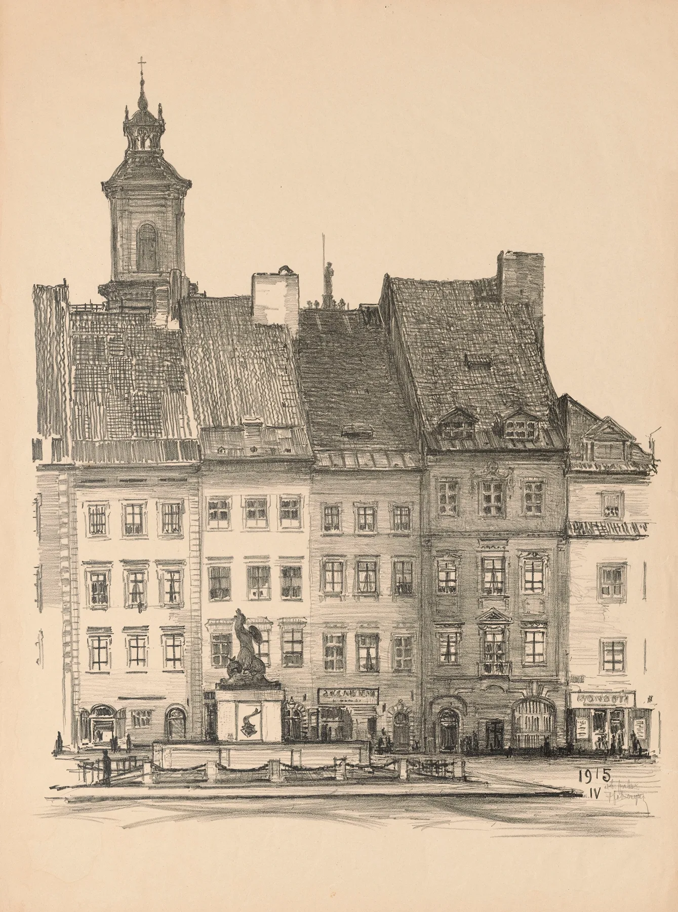 The Old Town Market Square By The Castle Wall Art by Feliks Jabłczyński - Canvas Print