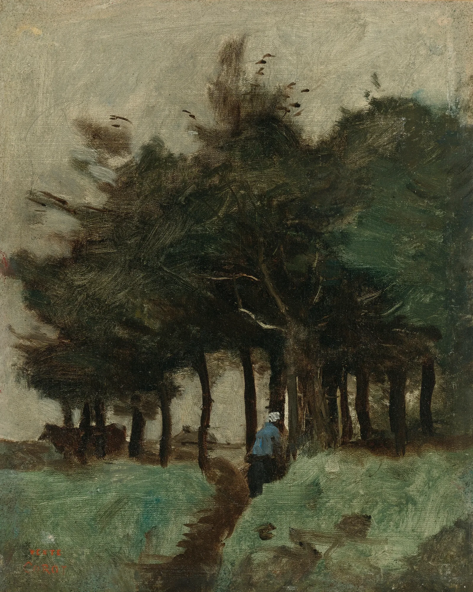 Boulogne Sur Mer Sentier Creux Domine Par Les Arbres Wall Art by Jean-Baptiste-Camille Corot - Canvas Print