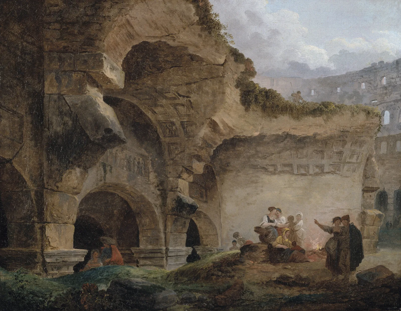 Washerwomen In The Ruins Of The Colosseum Wall Art by Hubert Robert - Canvas Print