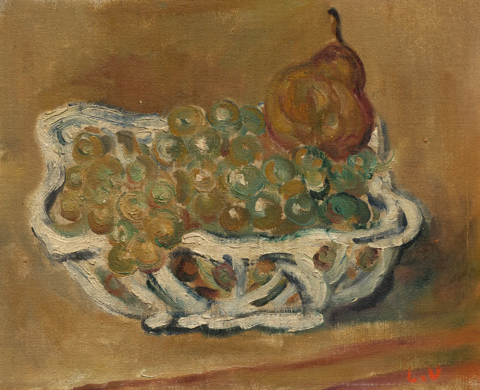 Corbeille En Porcelaine Aux Raisins Et A La Poire Wall Art by Louis Valtat - Canvas Print