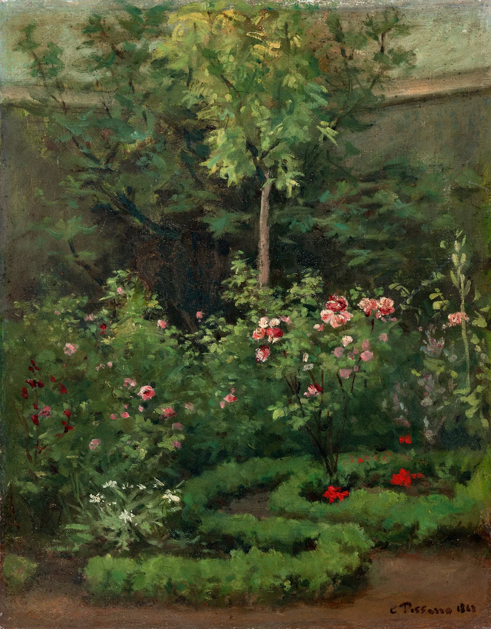 A Rose Garden Wall Art by Camille Pissarro - Canvas Print
