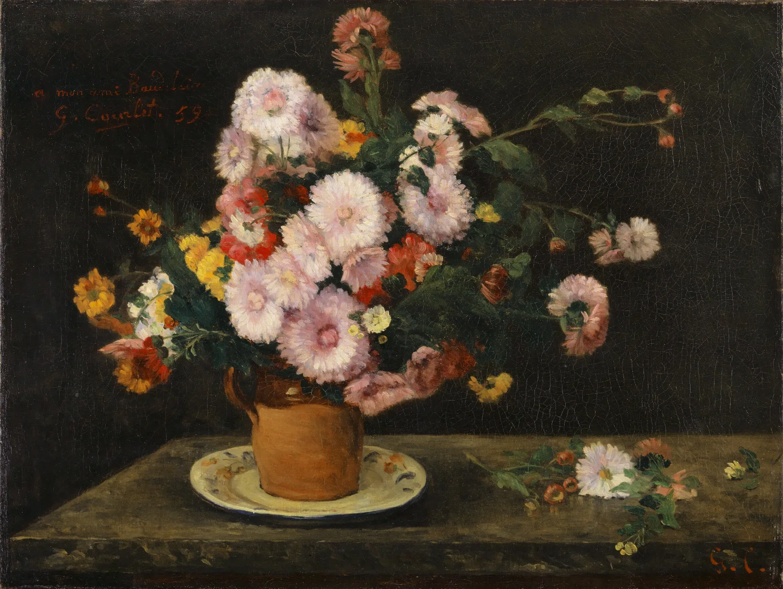 Bouquet Of Asters Wall Art by Gustave Courbet - Canvas Print