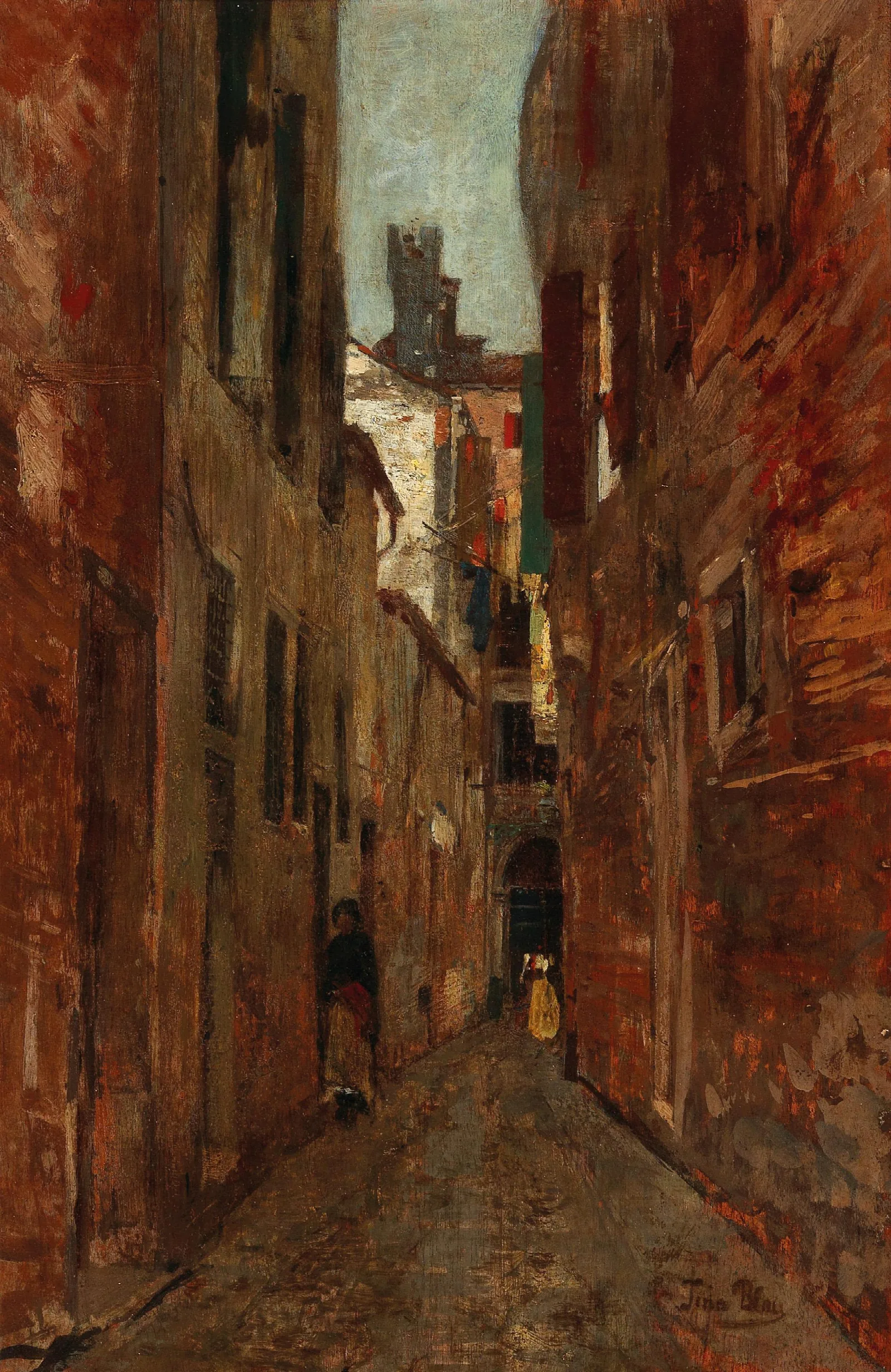 Street Scene In Venice Wall Art by Tina Blau - Canvas Print