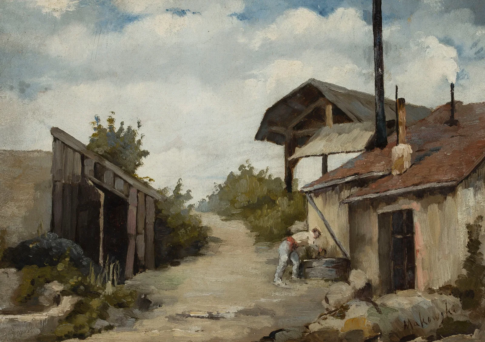 Landscape Farmstead Wall Art by Tadeusz Makowski - Canvas Print