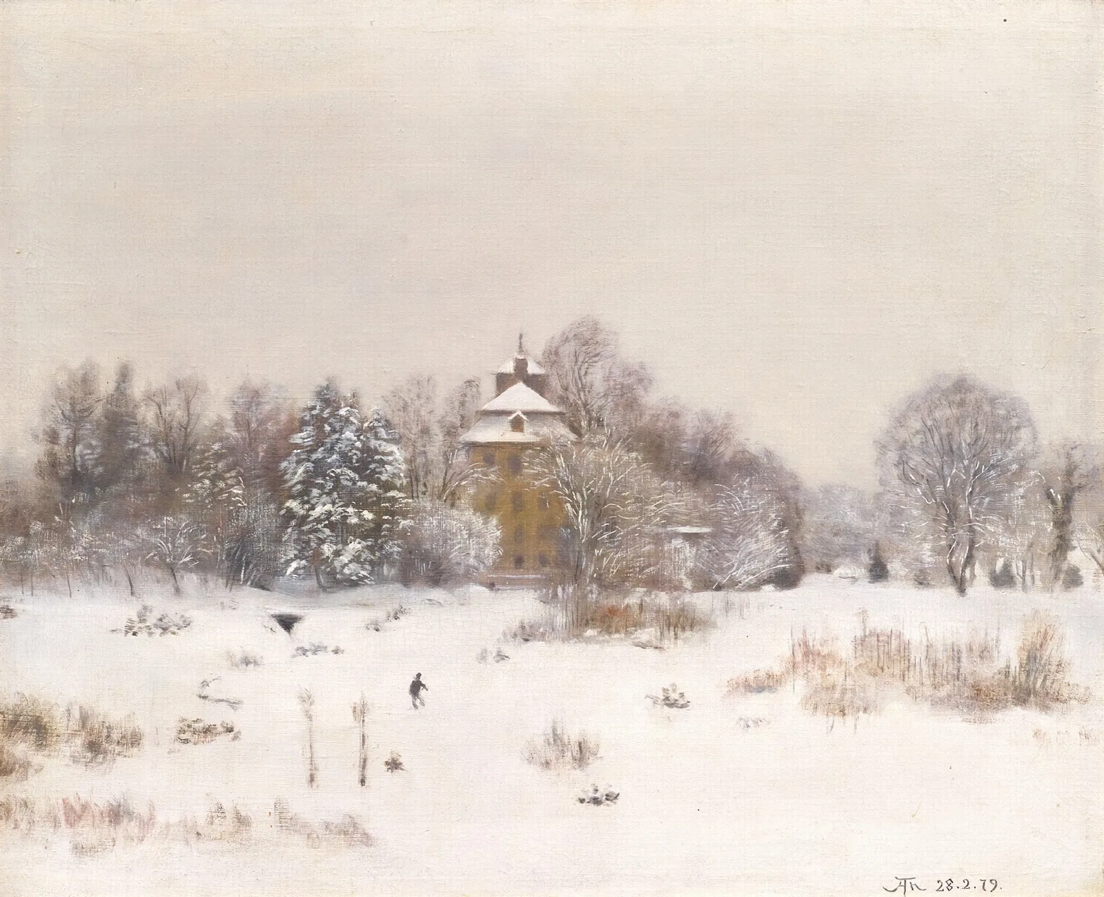 Die Oede Bei Frankfurt Im Winter Wall Art by Hans Thoma - Canvas Print