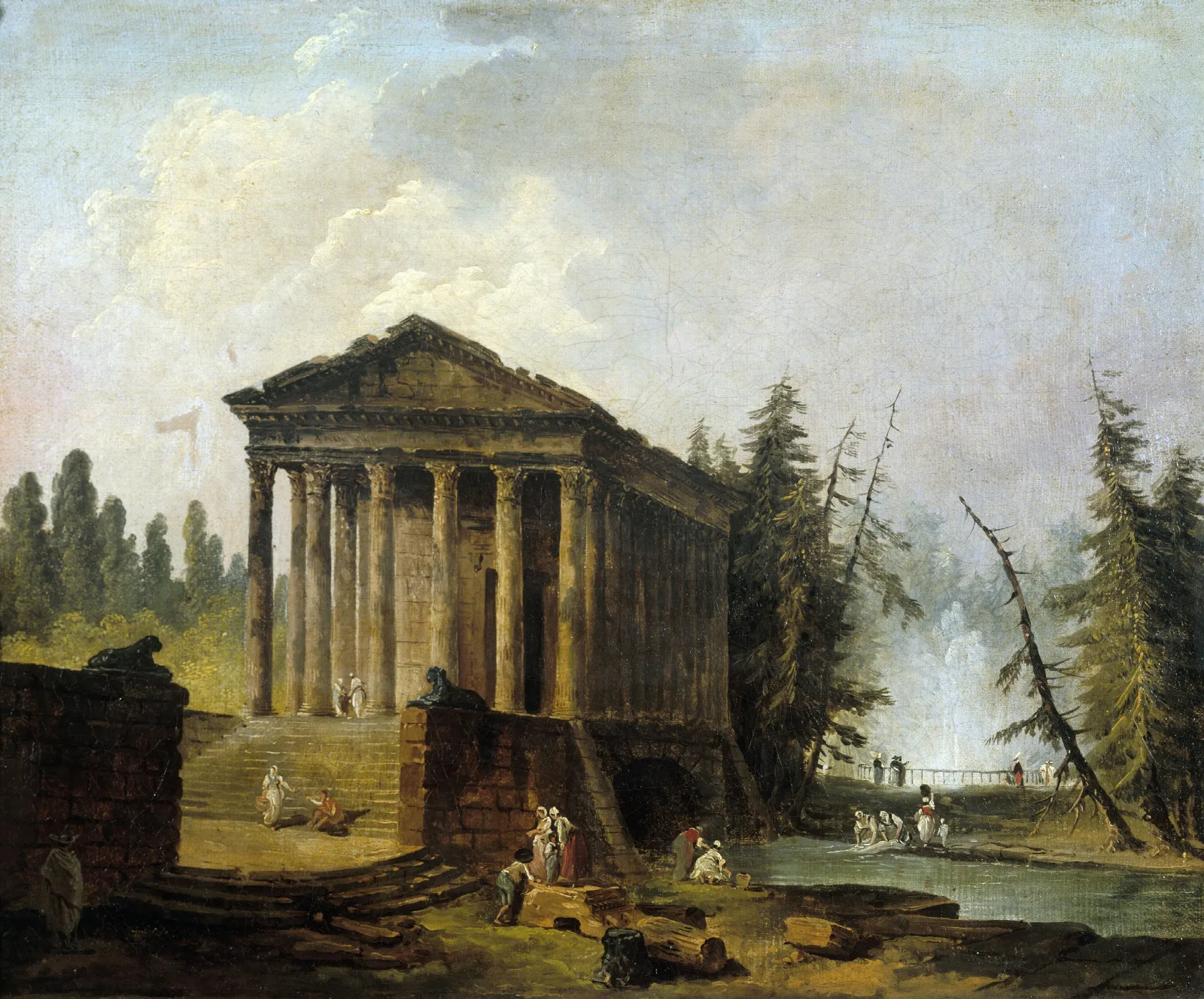 Le Temple Antique Wall Art by Hubert Robert - Canvas Print