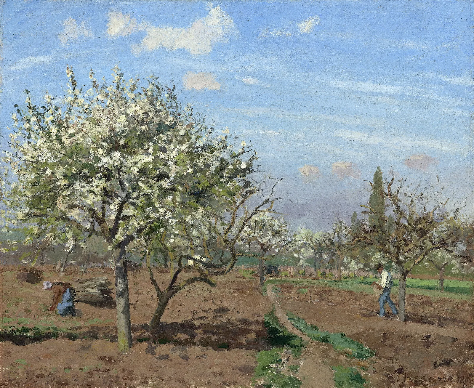 Orchard In Bloomlouveciennes Wall Art by Camille Pissarro - Canvas Print