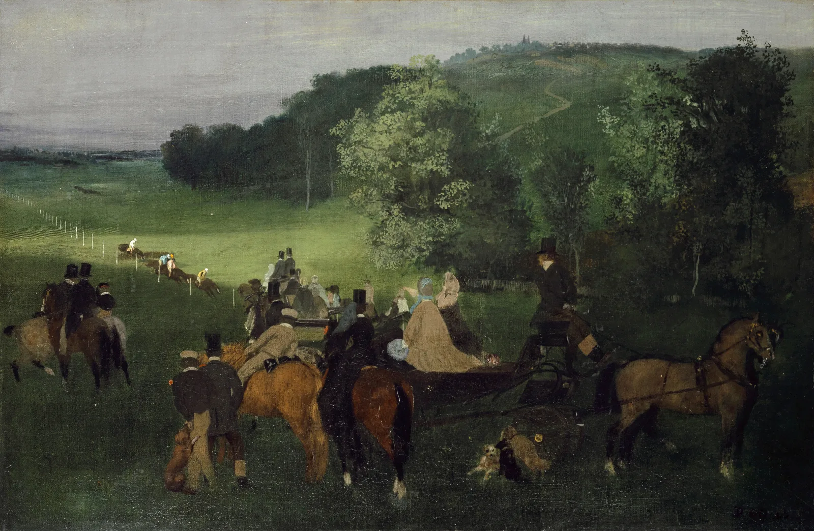 At The Racecourse The Races Wall Art by Edgar Degas - Canvas Print