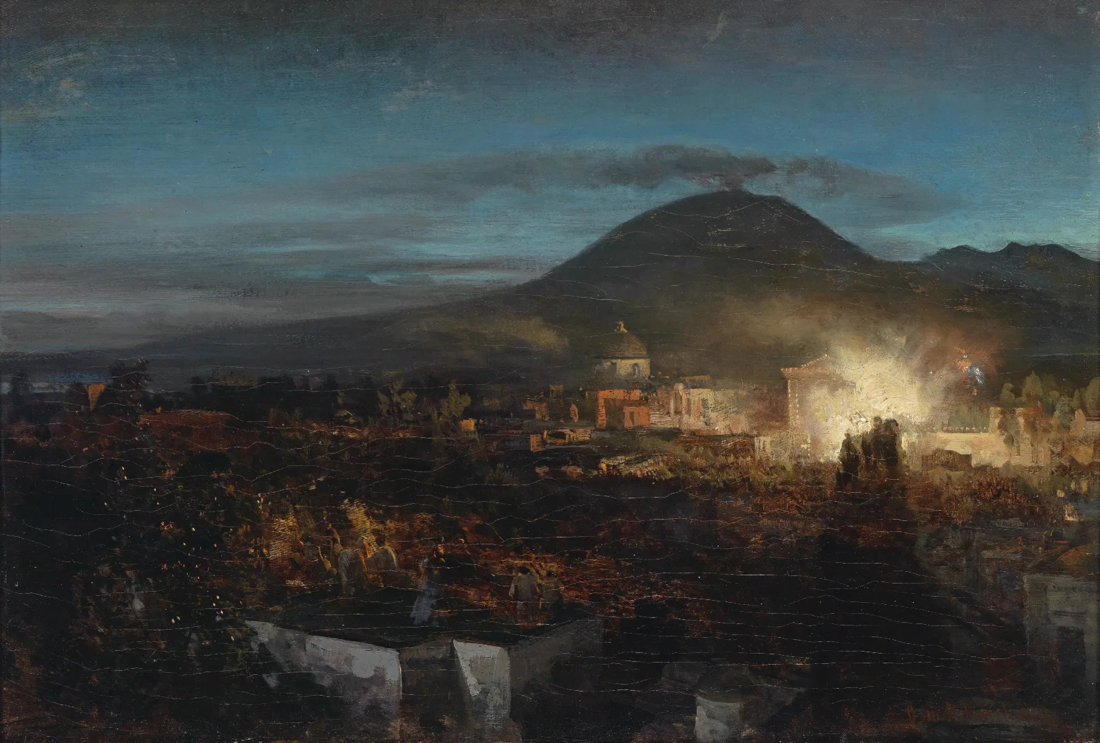 Feuerwerk In Toree Dell Annunziata Wall Art by Oswald Achenbach - Canvas Print