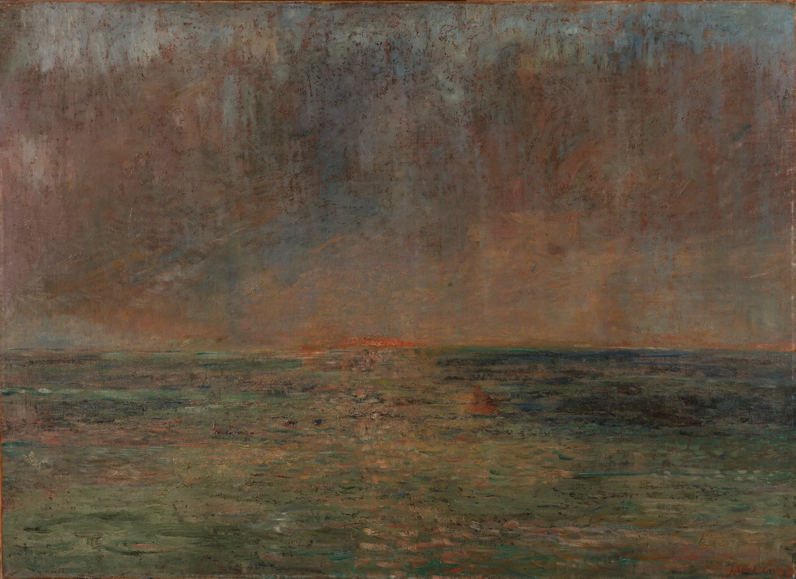 Large Seascape Sunset Wall Art by James Ensor - Canvas Print