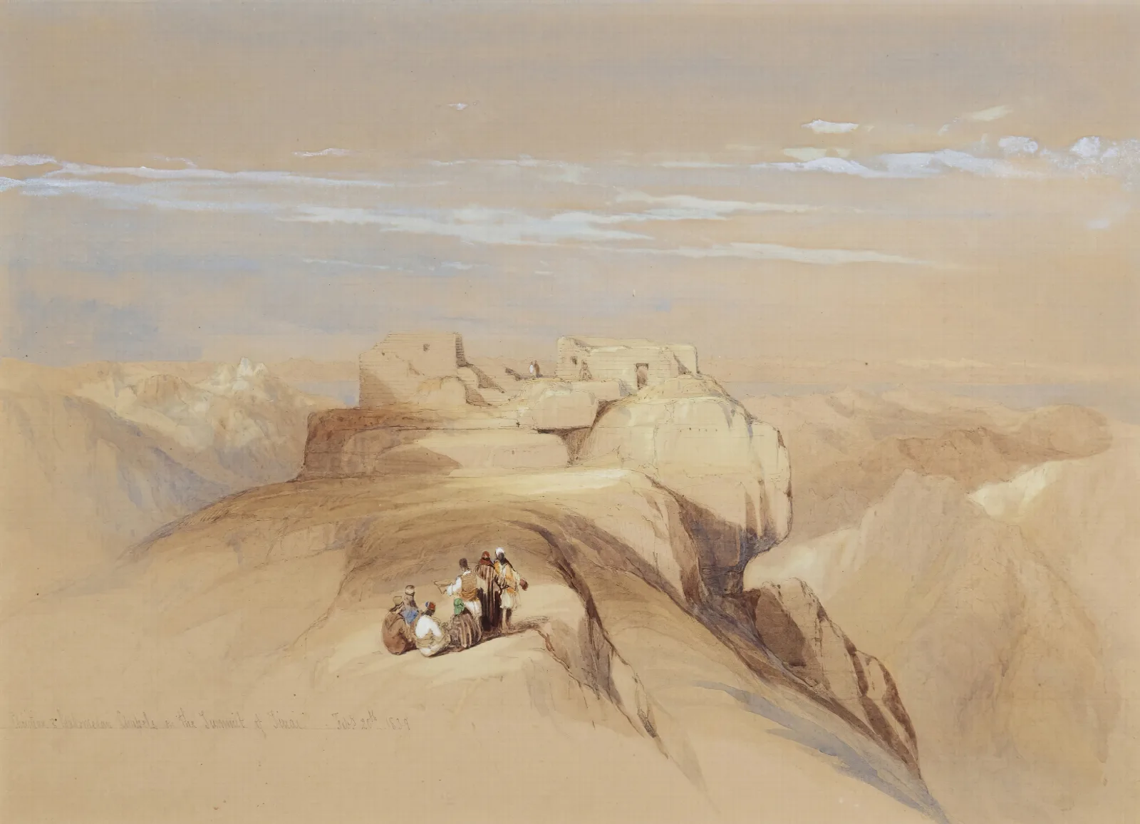 The Christian And Mohammedan Chapels On The Summit Of Sinai Wall Art by David Roberts - Canvas Print