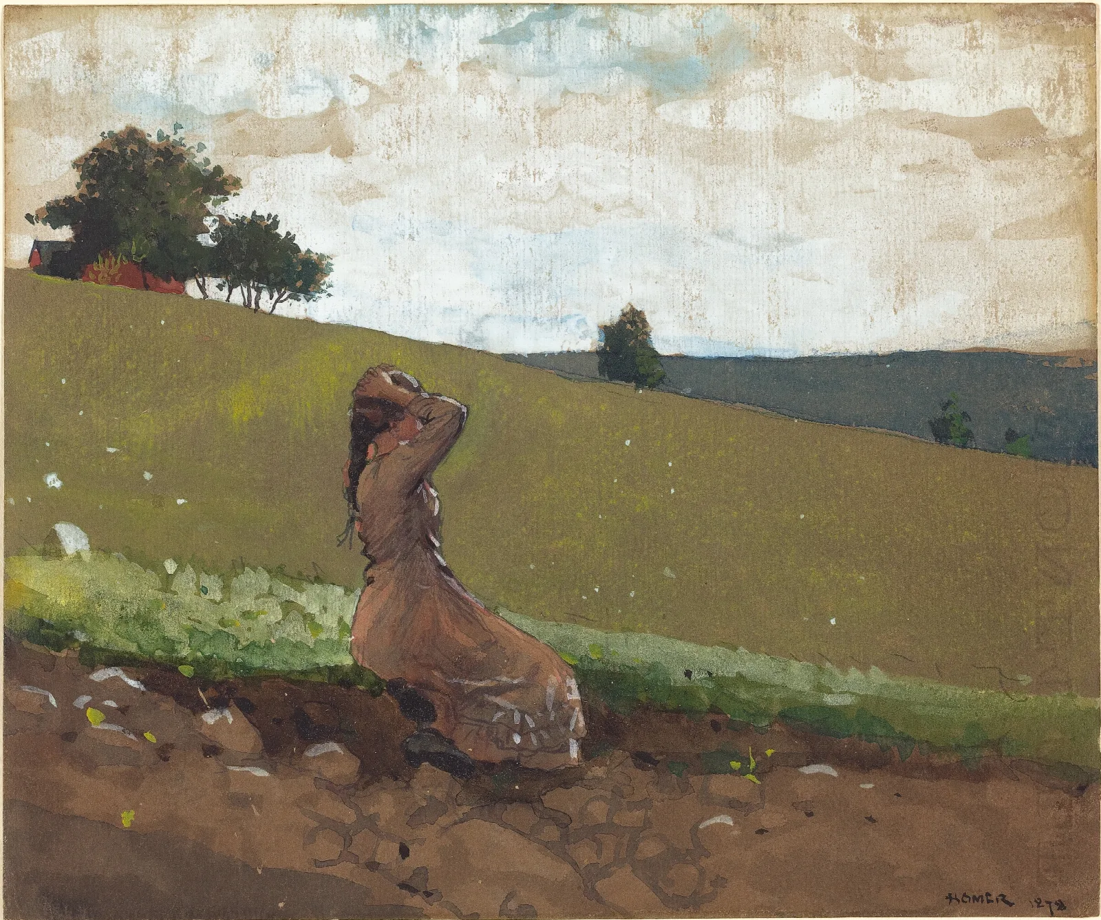 The Green Hill Wall Art by Winslow Homer - Canvas Print