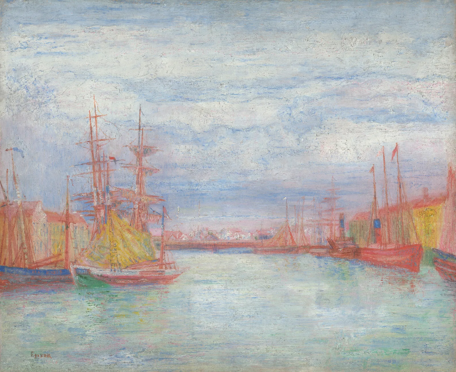 Ostend Harbour Wall Art by James Ensor - Canvas Print