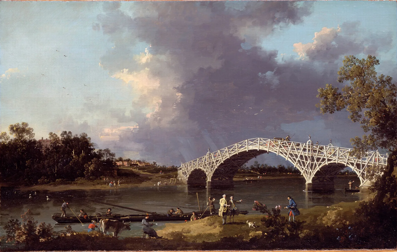 A View Of Walton Bridge Wall Art by Canaletto - Canvas Print