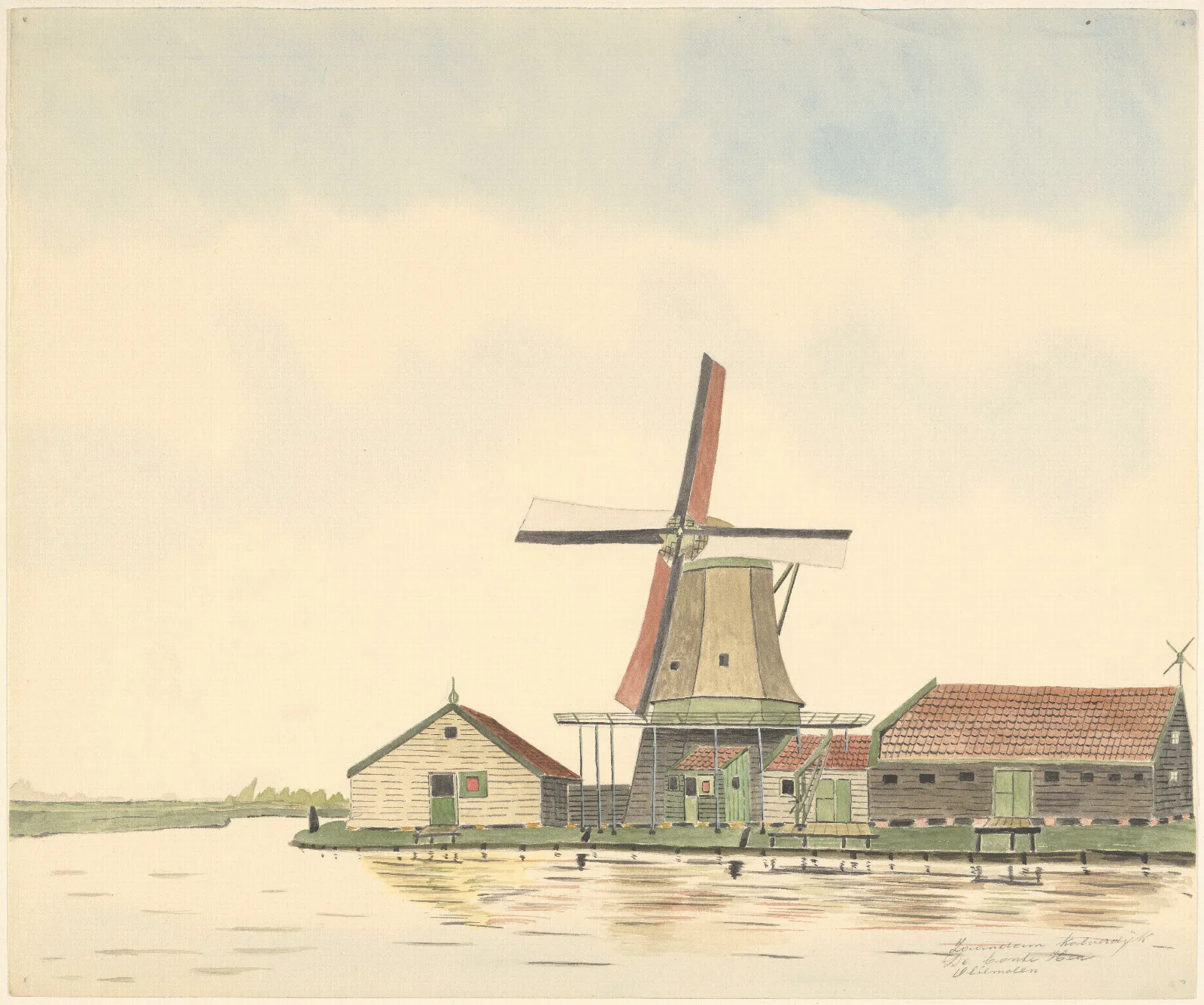 Molens Oliemolen De Bonte Hen Kalverringdijk Wall Art by Johannes Nicolaas Eijman - Canvas Print