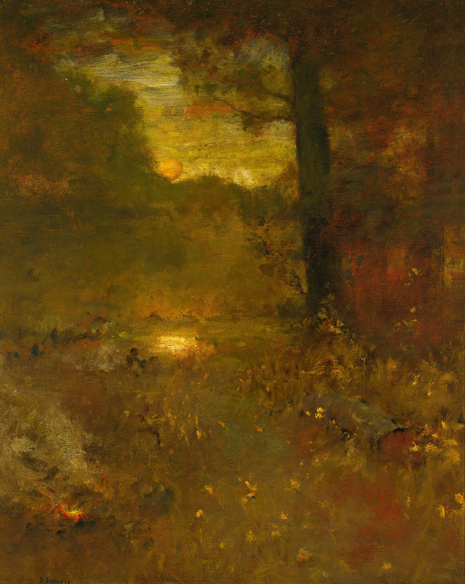 Landscape At Sundown The Close Of Day The Veterans Return Wall Art by George Inness - Canvas Print