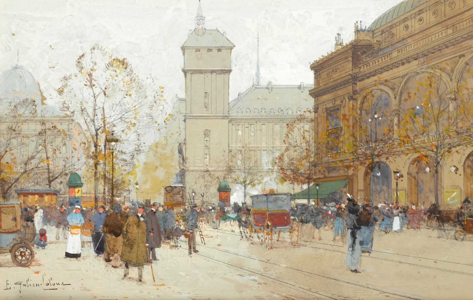 La Place Du Chatelet Wall Art by Eugène Galien-Laloue - Canvas Print