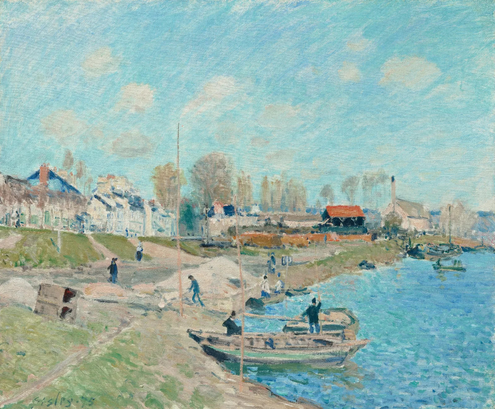Le Quai A Sable Environs De Port Marly Wall Art by Alfred Sisley - Canvas Print