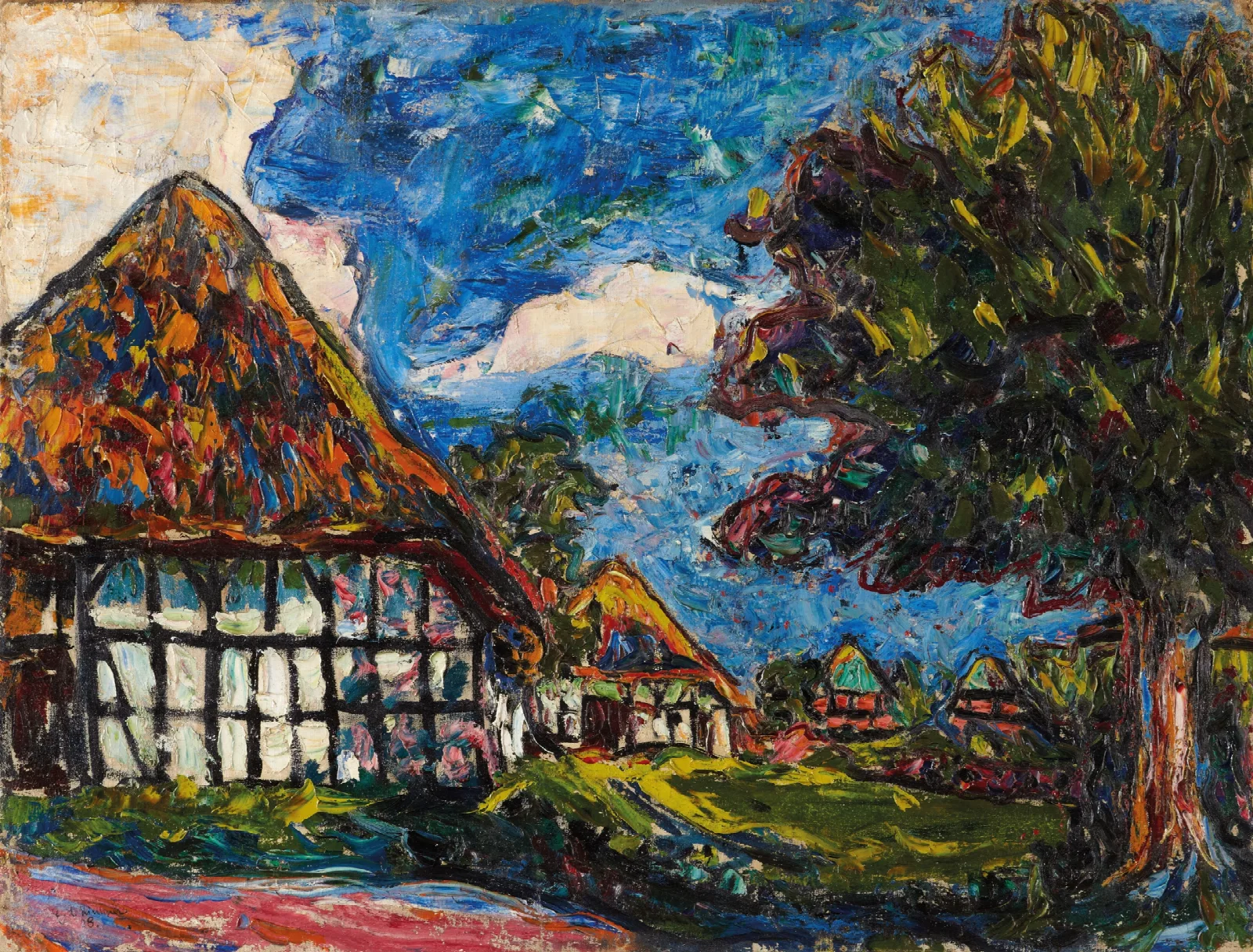 Fehmarn Houses 2 Wall Art by Ernst Ludwig Kirchner - Canvas Print