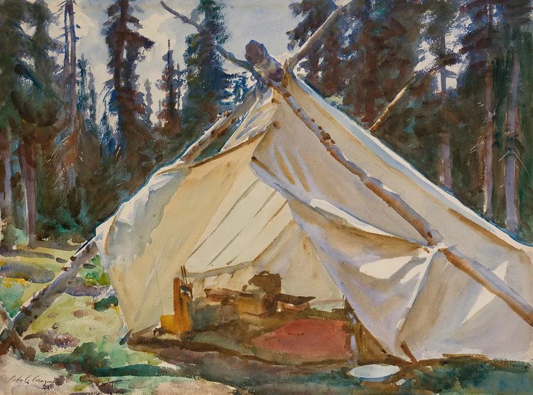 A Tent In The Rockies Wall Art by John Singer Sargent - Canvas Print