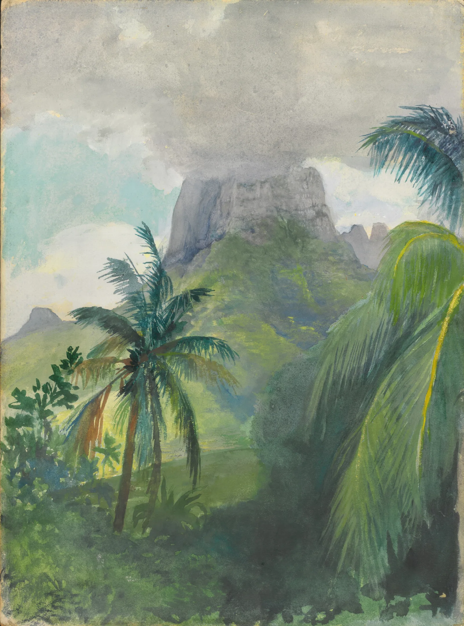 The Peak Of Maua Roa Noon Island Of Moorea Society Islands Uponohu Wall Art by John La Farge - Canvas Print