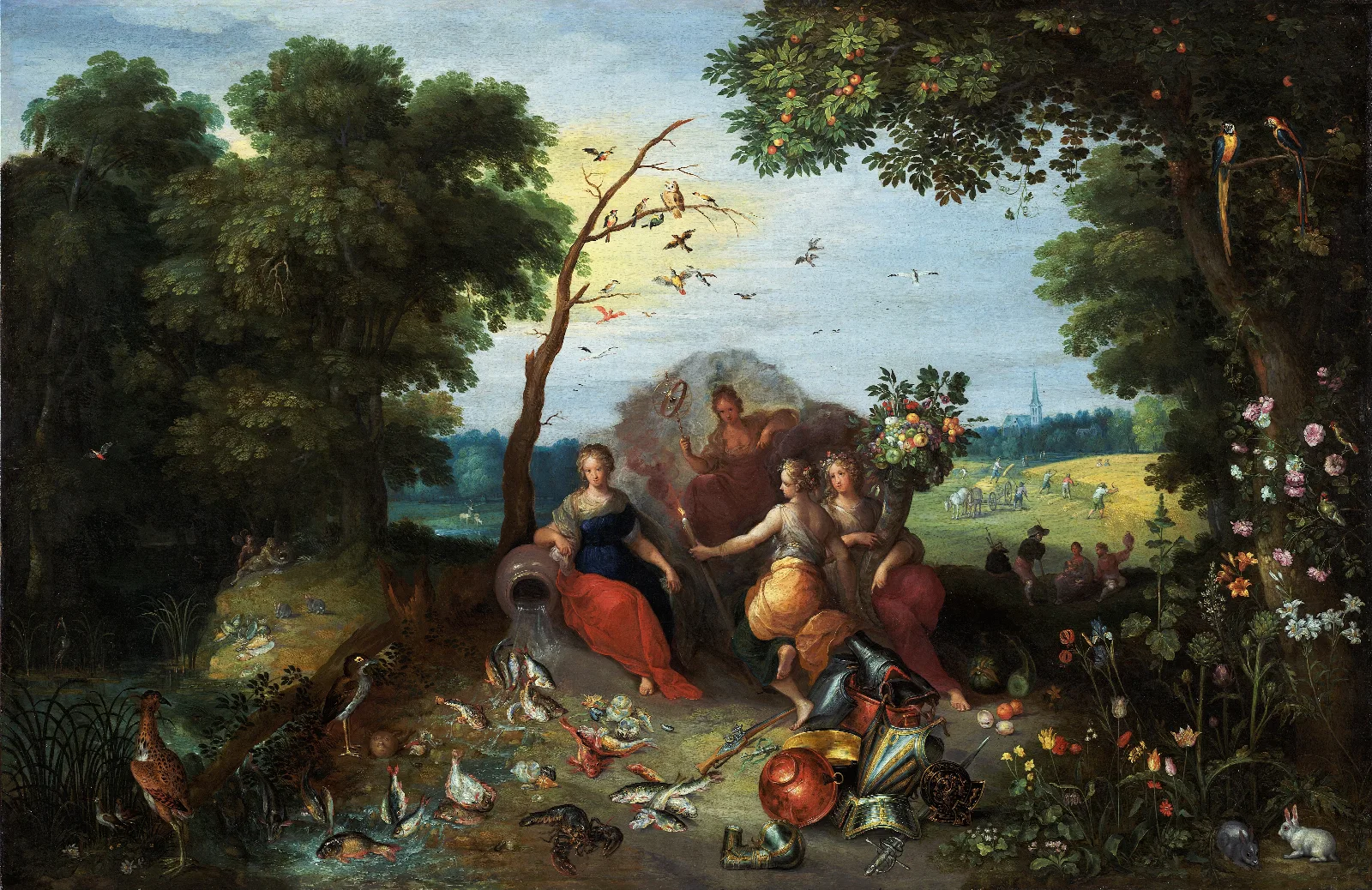 Landscape With Allegories Of The Four Elements Wall Art by Jan Brueghel the Younger - Canvas Print