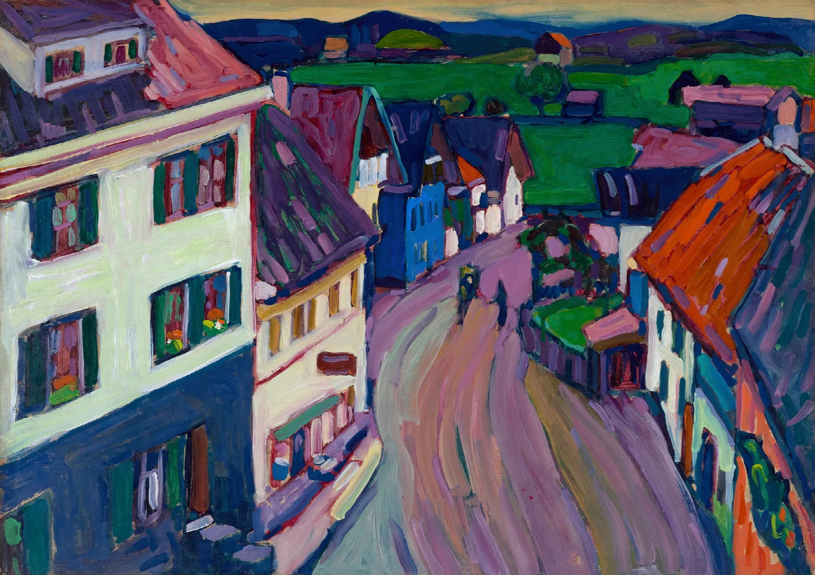Murnau View From The Window Of The Griesbrau Wall Art by Wassily Kandinsky - Canvas Print