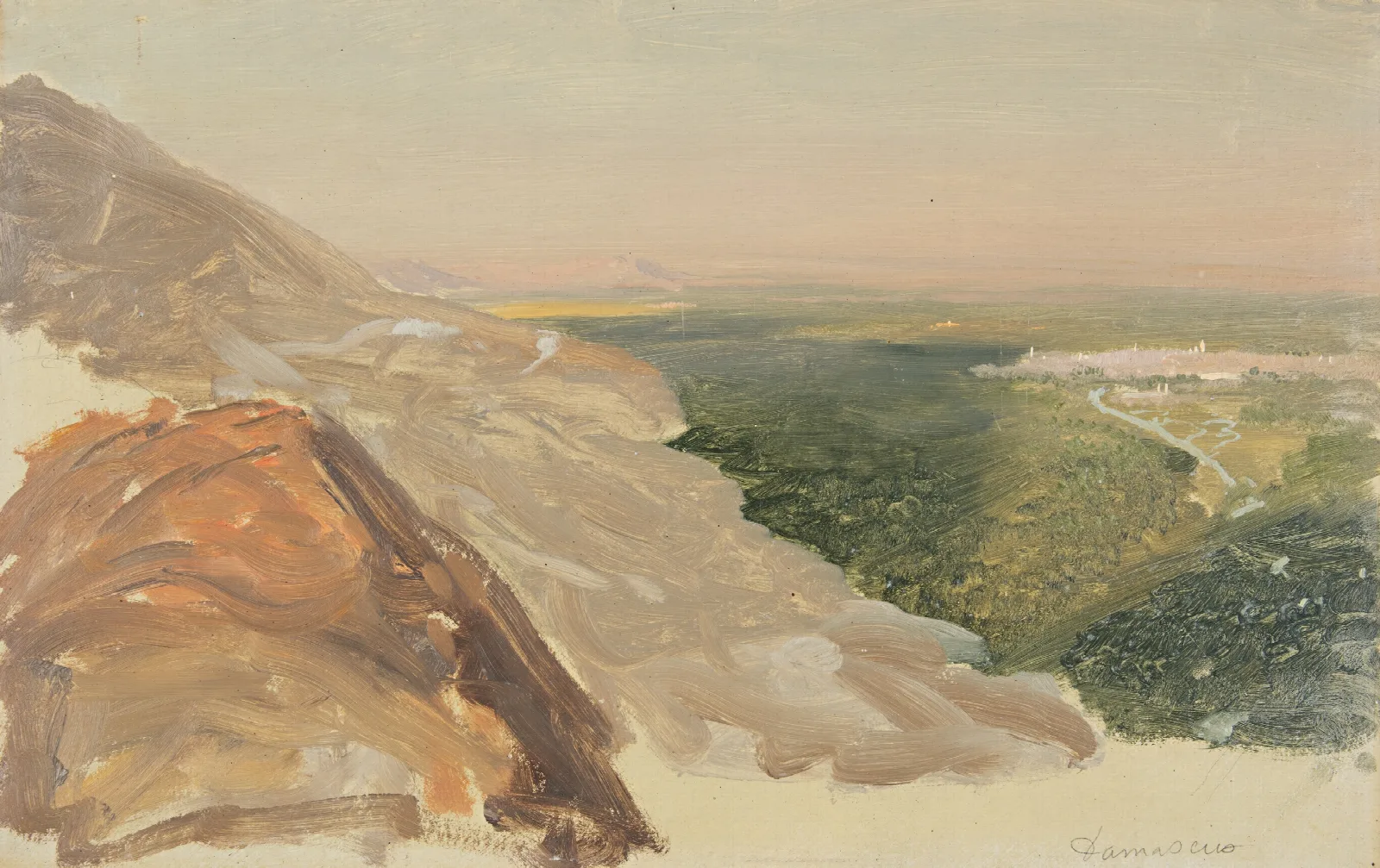 View Of A Plain With Damascus Syria From The Mountains Wall Art by Frederic Edwin Church - Canvas Print