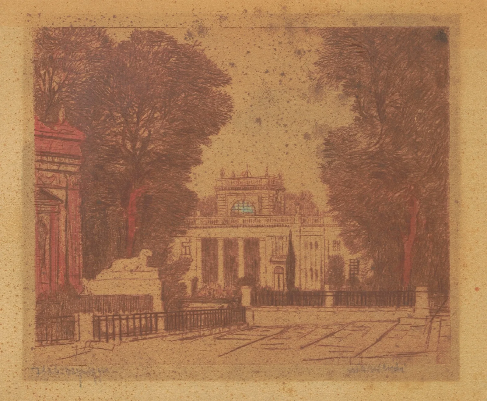The Palace On The Isle In Lazienki Park Seen From The Side Of The Amphitheatre Wall Art by Feliks Jabłczyński - Canvas Print